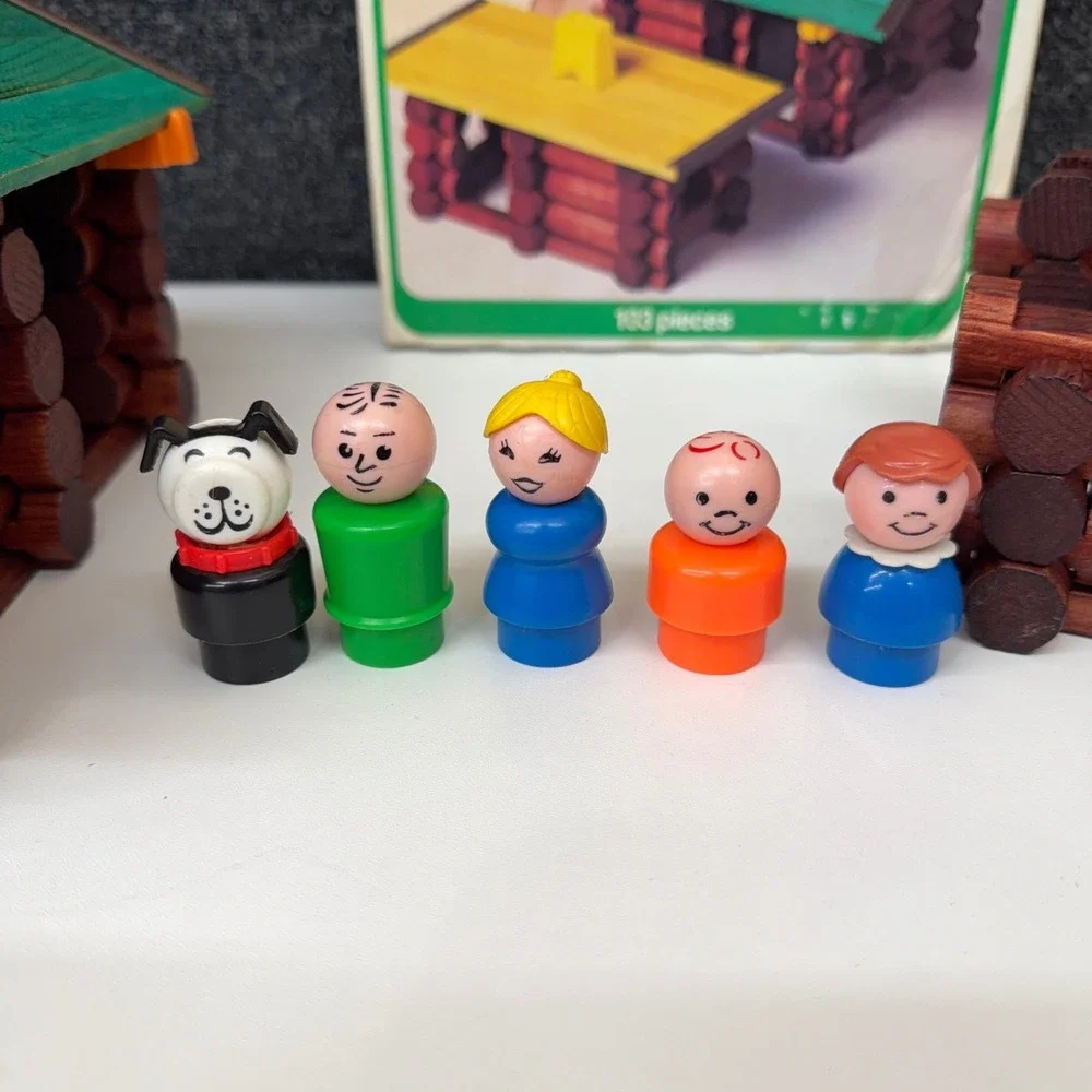Vintage Playskool Lincoln Logs General Store Post Office Wood Building Set 885